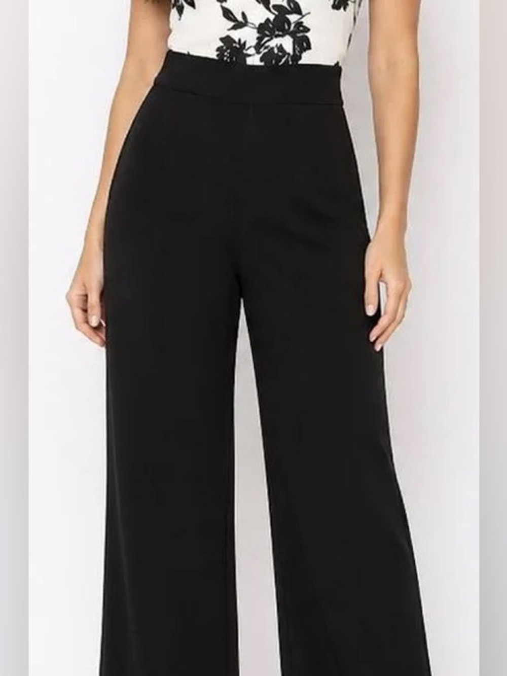 WHBM Black Wide-Leg Trousers, Size 8 Short